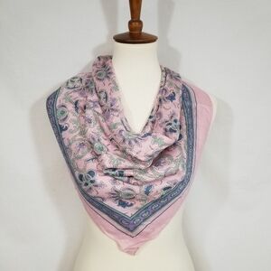 Symphony Scarfs Lavender Purple Paisley Print VTG Women's Square Rayon Scarf